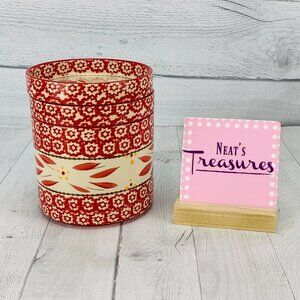 Temptation Tara OLD WORLD Red Floral Round Stackable 8oz & 36 oz Ramekins  Set 3